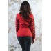 Embroidered blouse "Flower Ornament" White on Red